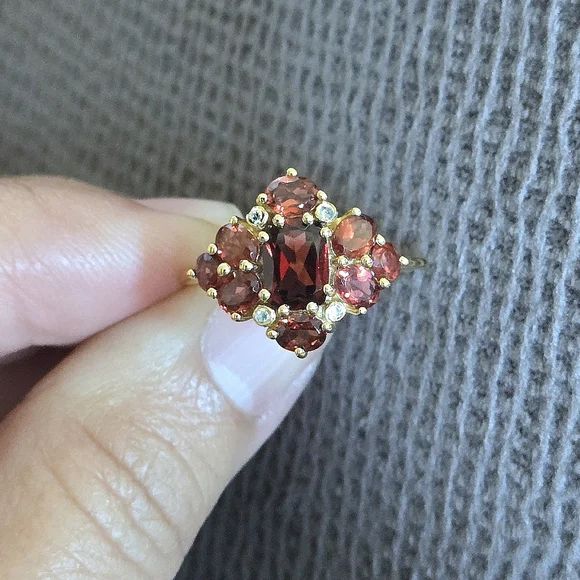 Shivam Garnet Cluster with White Topaz Ring💍 - NWT - Picture 3 of 16
